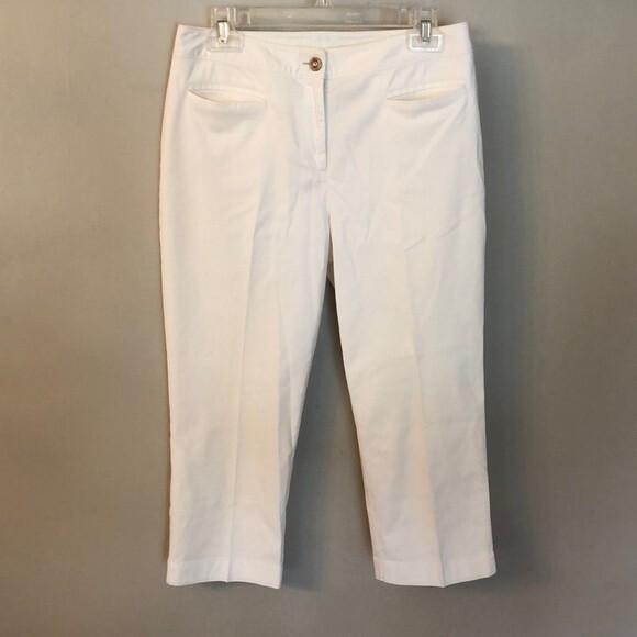 ST JOHN SIZE 6 WHITE STRAIGHT LEG CROPPED CAPRI PANTS - Picture 2 of 10